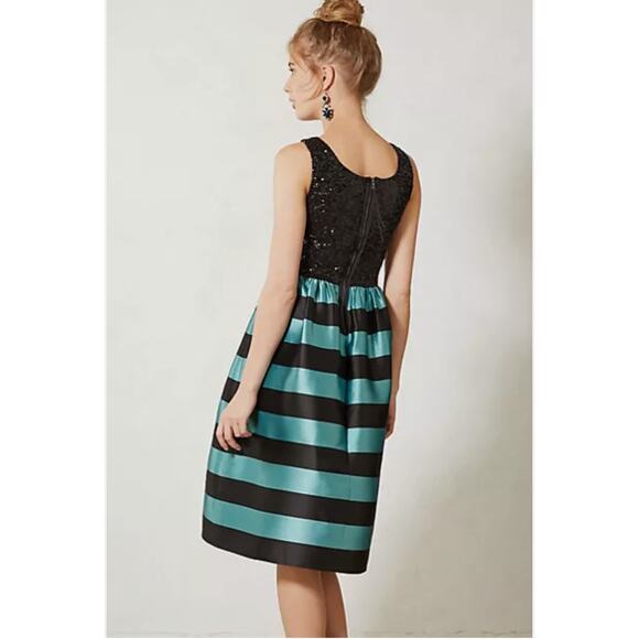 NEW Anthropologie Leifsdottir Starlit Stripes Dress Size 0 Sequin Fit and Flare - Picture 2 of 10